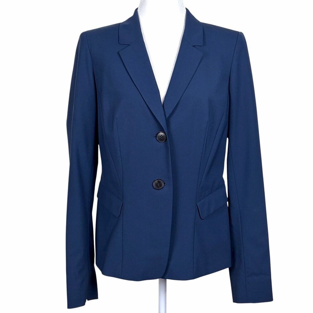 Lafayette 148 Blue Tailored Two Button Blazer Size 10